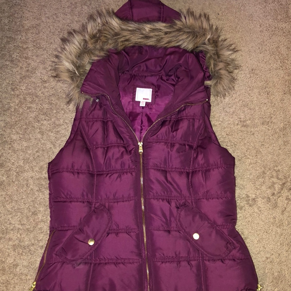 Purple vest with furry hood